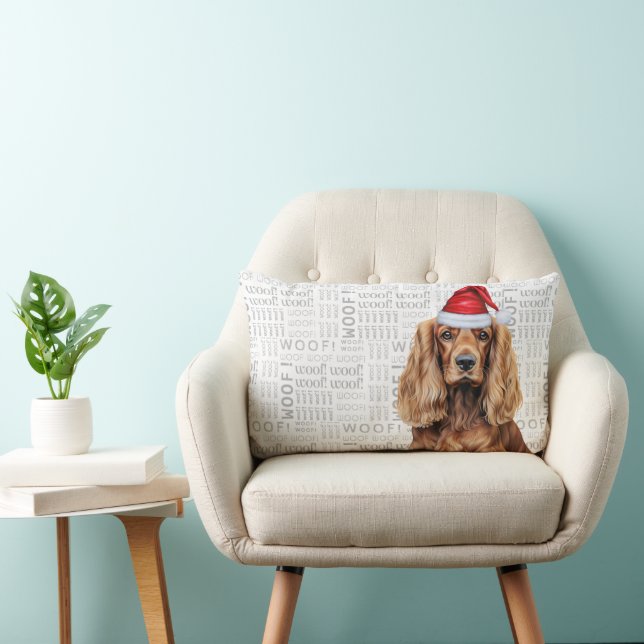 Coussin Rectangle Dog Lover Christmas Cocker Spaniel Woof Holiday (Chaise)