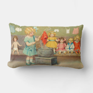 Coussin Rectangle Dolly Lave fille Vintage Jouer Poupées mignonne