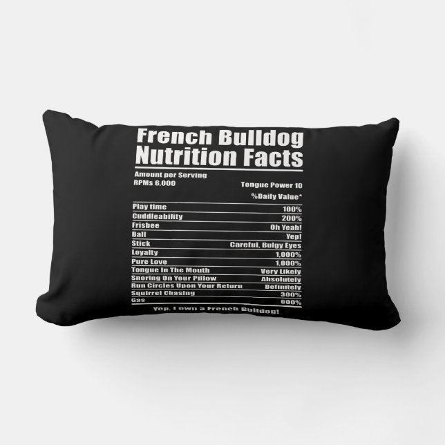 Coussin Rectangle Don de chien | French Bulldog Nutrition Facts (Recto)