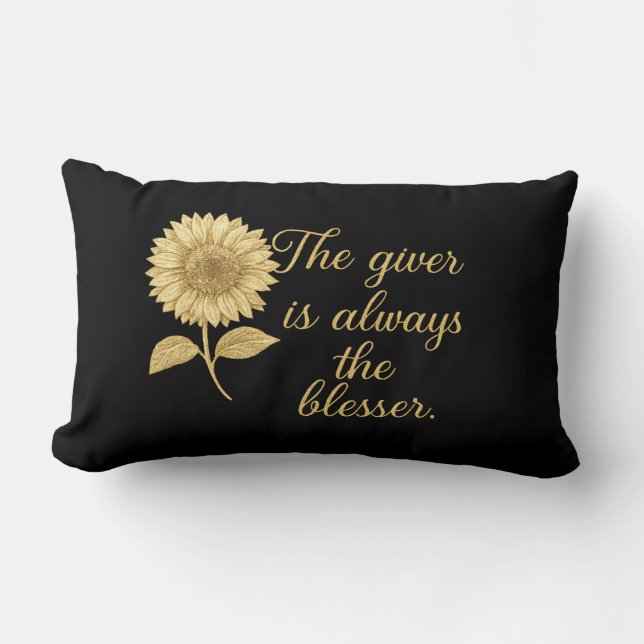 Coussin Rectangle Donneur Bénisseur Citation Soleil Tournesol Or (Recto)