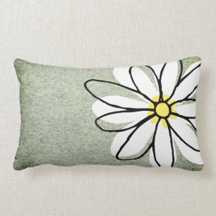 Coussin Rectangle Doodle blanc moderne tendance Daisy Grey