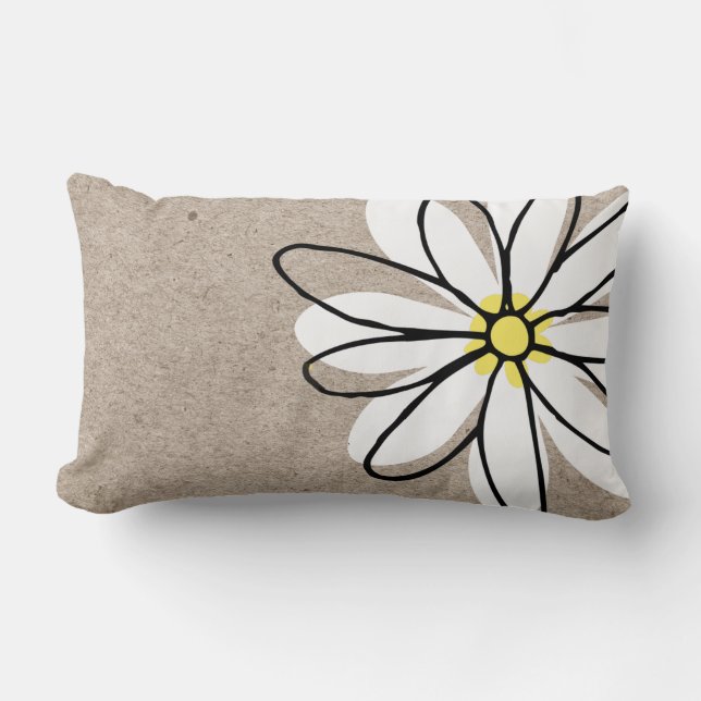Coussin Rectangle Doodle blanc moderne tendance Daisy Tan Taupe (Recto)