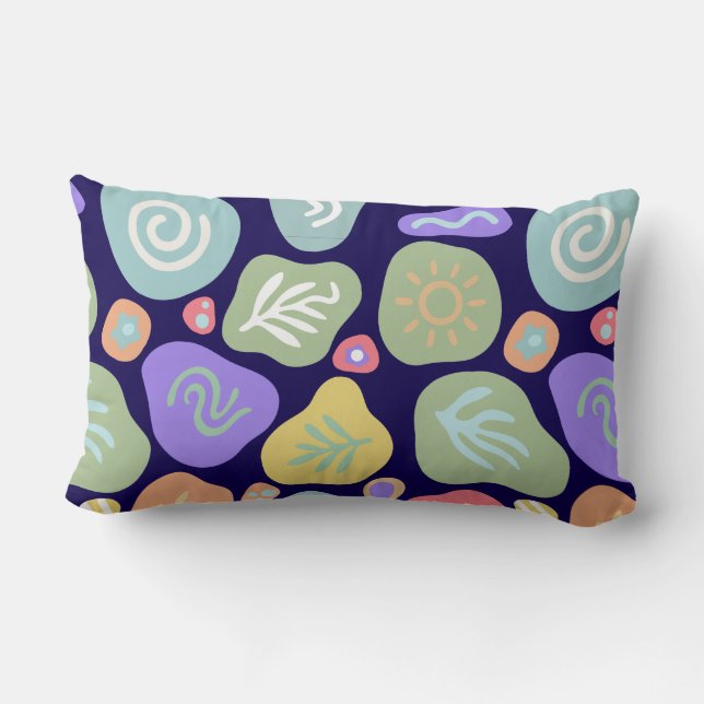 Coussin Rectangle Doodles de rêve - Boho Nature Vibrant Design Motif (Verso)