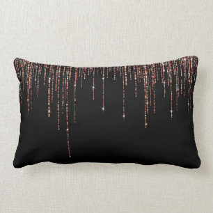 Coussin Rectangle Dory Rose Noire Gold Sparkly Glitter Fringe