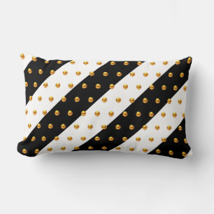 Coussin Rectangle Dots d'or sur bande noire et blanche
