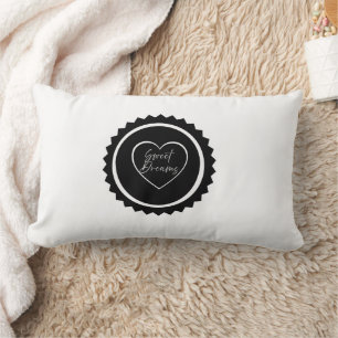 Coussin Rectangle Douces Rêves Emblème du cœur Monochrome