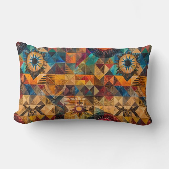 Coussin Rectangle Doux Turquoise "Artiste Héritée" Lumbar Plush Cush (Recto)