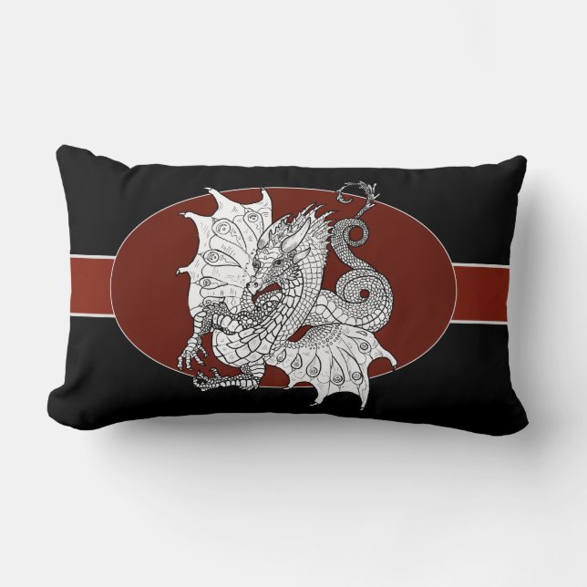 Coussin Rectangle Dragon Art Nouveau (Recto)