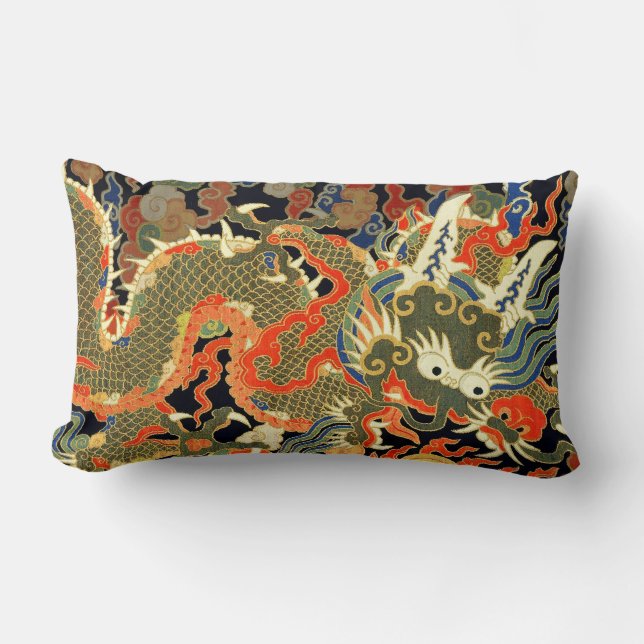 Coussin Rectangle Dragon asiatique chinois Art coloré (Recto)