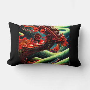 COUSSIN RECTANGLE DRAGON ASIATIQUE JETER UN COUP D'OEIL