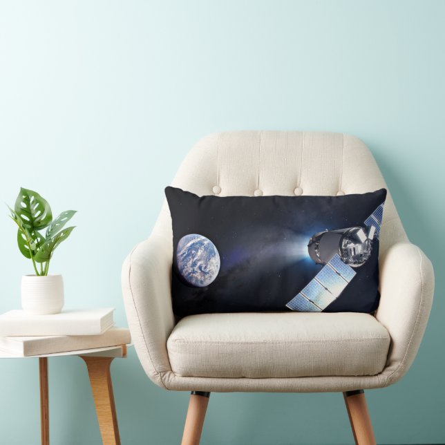 Coussin Rectangle Dragon Xl Spacecraft Avec Planète Terre À Distance (Chaise)