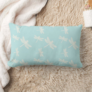 Coussin Rectangle Dragonflies Blue Cream Motif