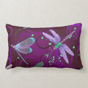 Coussin Rectangle Dragonflies pourpre