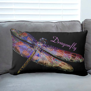 Coussin Rectangle Dragonfly dramatique en couleurs multiples magique