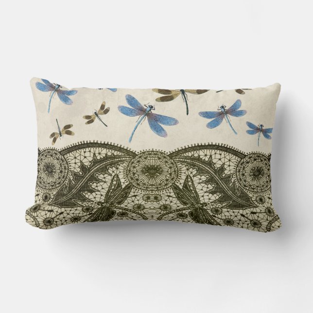 Coussin Rectangle Dragonfly en dentelle (Recto)