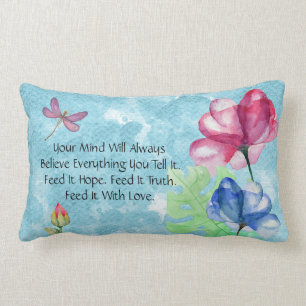 Coussin Rectangle Dragonfly Et Floral Aquarelle Laver