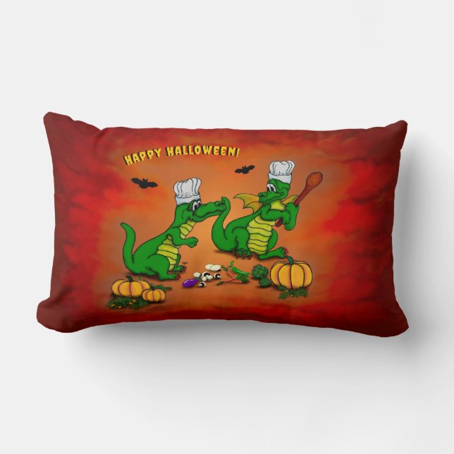 Coussin Rectangle Dragons - Joyeux Halloween ! Aujourd'hui je vais c (Recto)