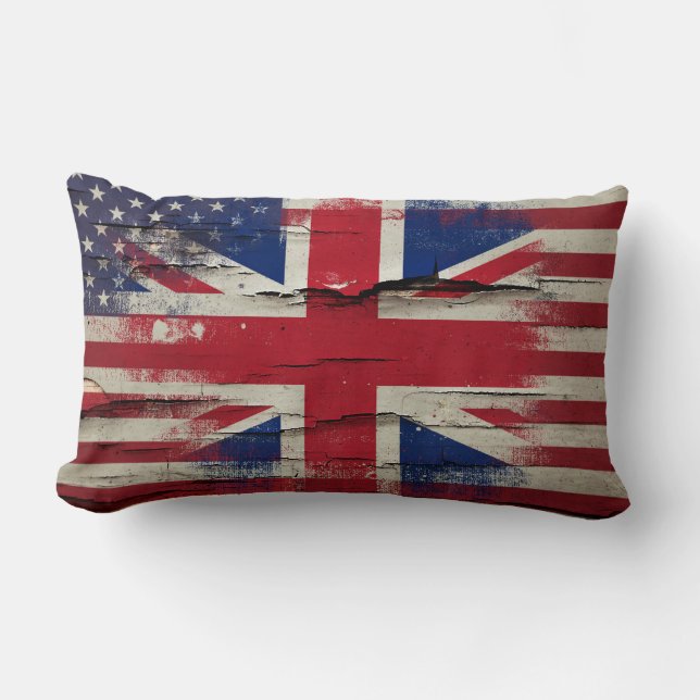 Coussin Rectangle Drapeau américain britannique de la peinture | de (Recto)