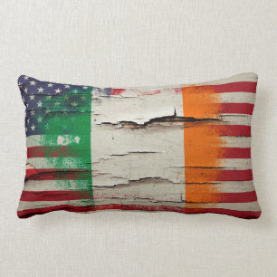 Coussin Rectangle Drapeau américain irlandais de la peinture   de