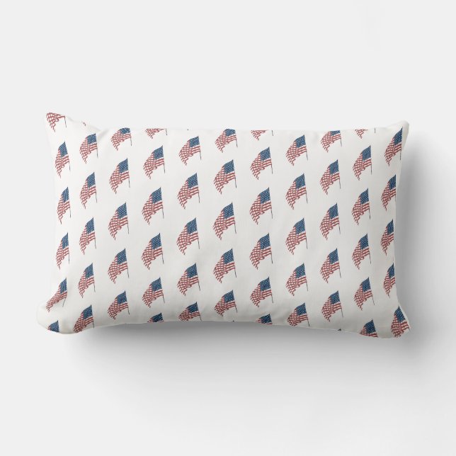 Coussin Rectangle Drapeau américain patriotique vintage au vent (Recto)