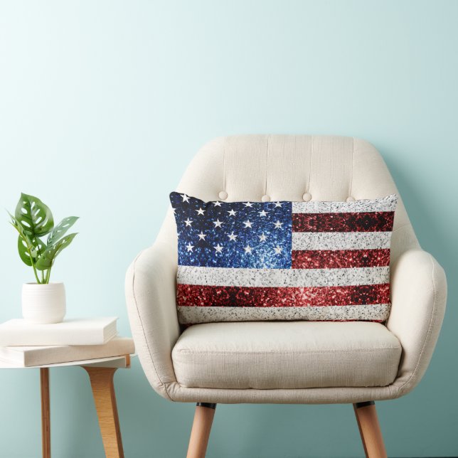 Coussin Rectangle drapeau américain rouge blanc brillant parties sci (Chaise)
