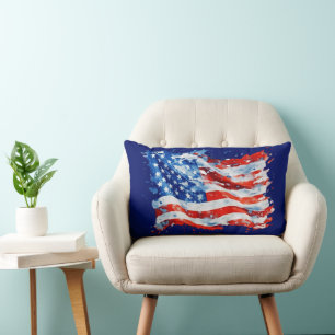 Coussin Rectangle Drapeau américain USA Aquarelle 4 juillet
