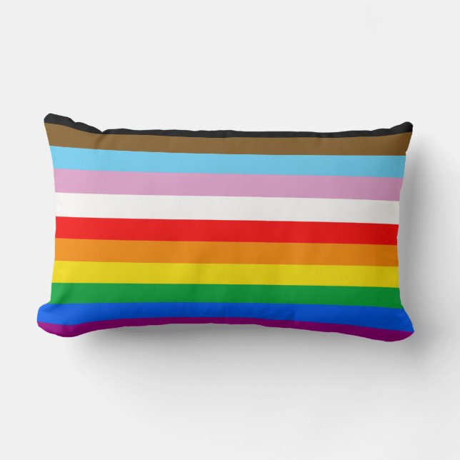 Coussin Rectangle Drapeau arc-en-ciel de la fierté LGBTQ+ INCLUSIF (Recto)