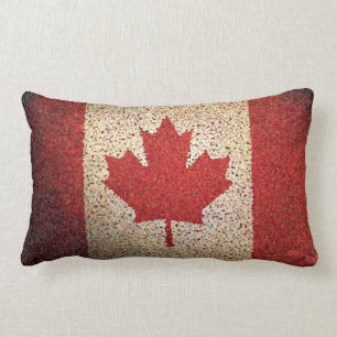 Coussin Rectangle Drapeau canadien grunge de feuille d'érable