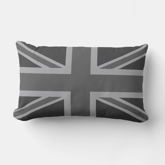 Coussin Rectangle Drapeau classique noir gris d'Union Jack les (Recto)