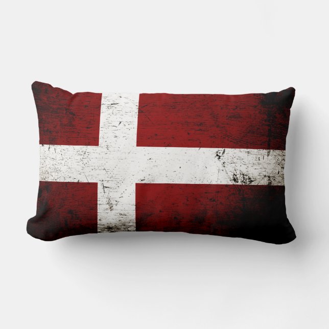 Coussin Rectangle Drapeau danois grunge noir (Recto)