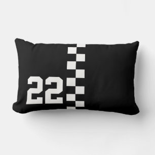 Coussin Rectangle Drapeau De Course Personnalisé Noir Et Blanc