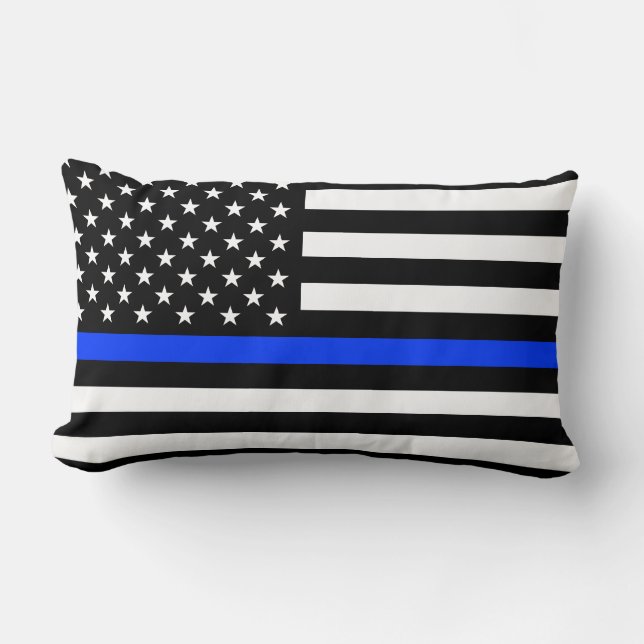 Coussin Rectangle Drapeau de la police Thin Blue Line (Recto)