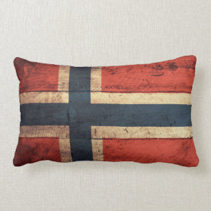 Coussin Rectangle Drapeau de Norvège en bois