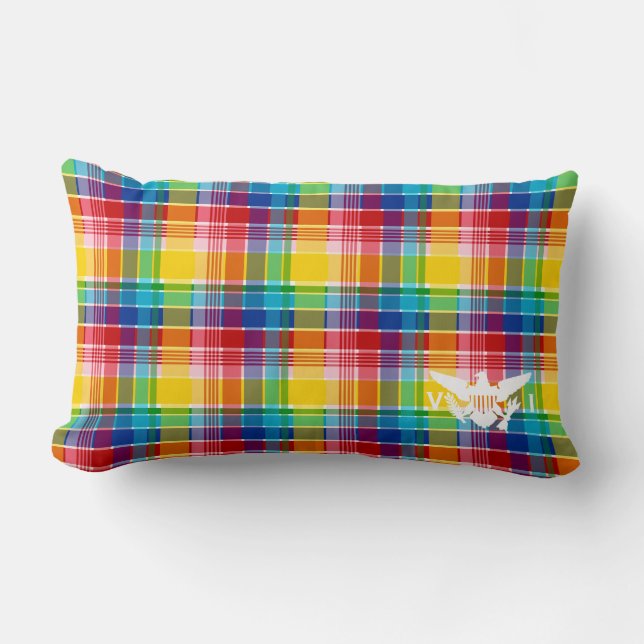 Coussin Rectangle Drapeau des îles Vierges américaines, Madras (Recto)