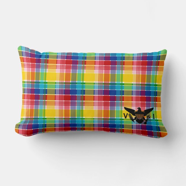 Coussin Rectangle Drapeau des îles Vierges américaines (Noir), Madra (Recto)