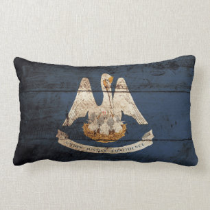 Coussin Rectangle Drapeau d'état de la Louisiane sur le vieux grain