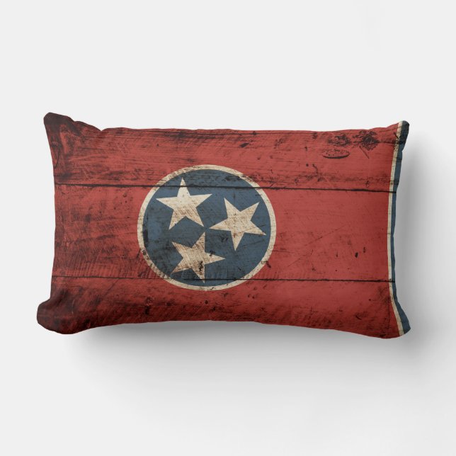 Coussin Rectangle Drapeau d'état du Tennessee sur le vieux grain en (Recto)