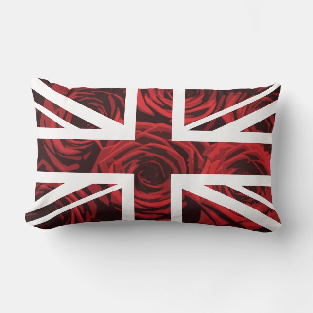 Coussin Rectangle Drapeau d'Union Jack les Anglais (R-U) de rose (Recto)