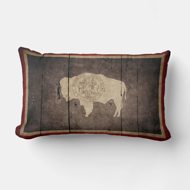 Coussin Rectangle Drapeau en bois rocailleux du Wyoming (Recto)