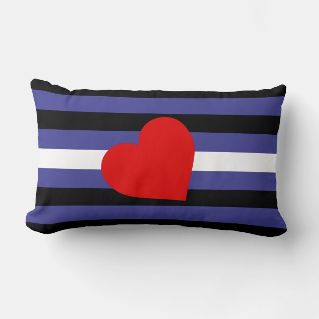Coussin Rectangle Drapeau et cœur de fierté en cuir (Recto)