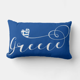 Coussin Rectangle Drapeau Grec En Coeur, Grèce