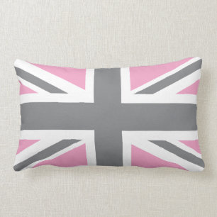 Coussin Rectangle Drapeau gris rose d'Union Jack les Anglais (R-U)