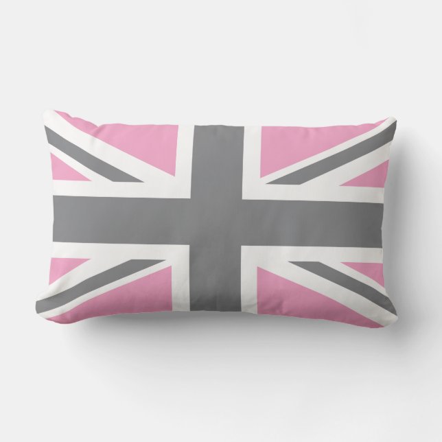 Coussin Rectangle Drapeau gris rose d'Union Jack les Anglais (R-U) (Recto)