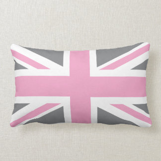 Coussin Rectangle Drapeau gris rose d'Union Jack les Anglais (R-U)