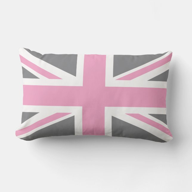 Coussin Rectangle Drapeau gris rose d'Union Jack les Anglais (R-U) (Recto)