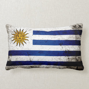 Coussin Rectangle Drapeau grunge noir de l'Uruguay