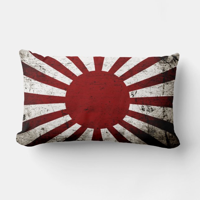 Coussin Rectangle Drapeau grunge noir du Japon Soleil Levant (Recto)