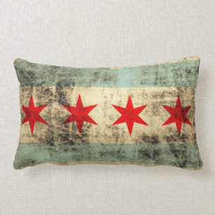 Coussin Rectangle Drapeau grunge vintage de Chicago