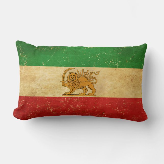Coussin Rectangle Drapeau Iran Lion et Sun Shah d'Iran (Recto)