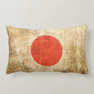Coussin Rectangle Drapeau japonais vintage rayé et porté